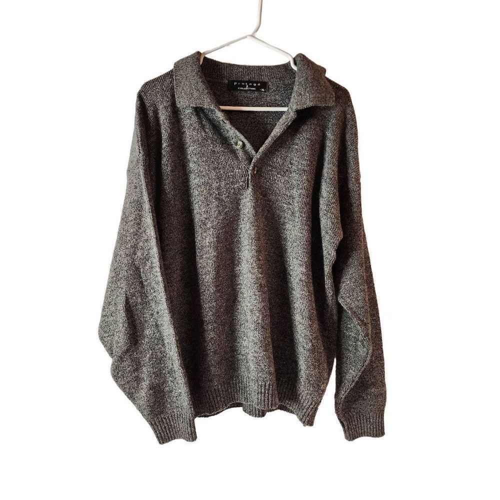 Vintage 90s v neck sweater Protege Collection XL black gray